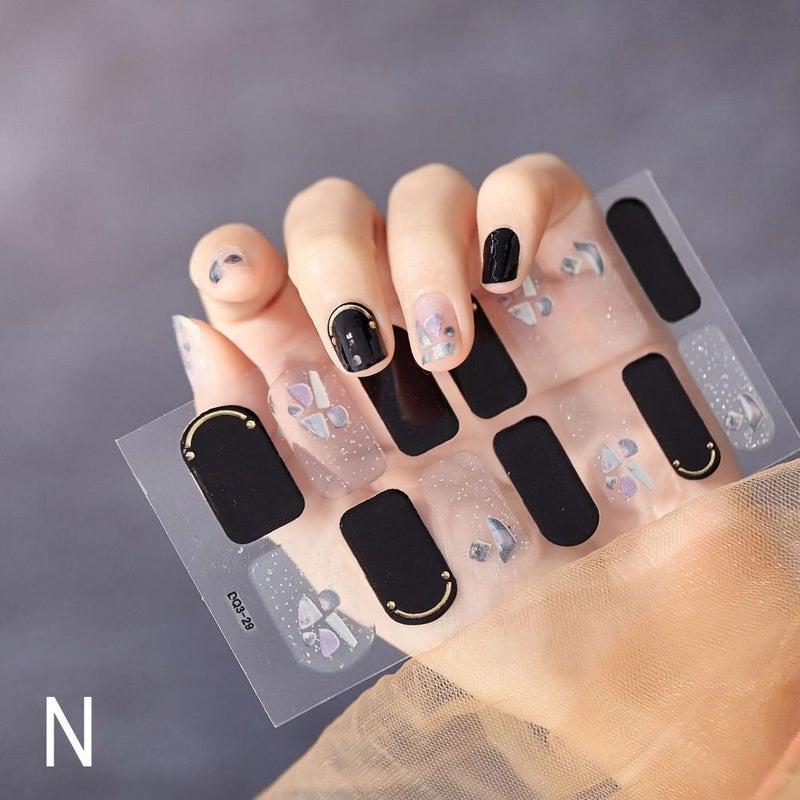 3D laser hot foil nail stickers, Japanese style colorful Christmas peelable nail stickers, full application